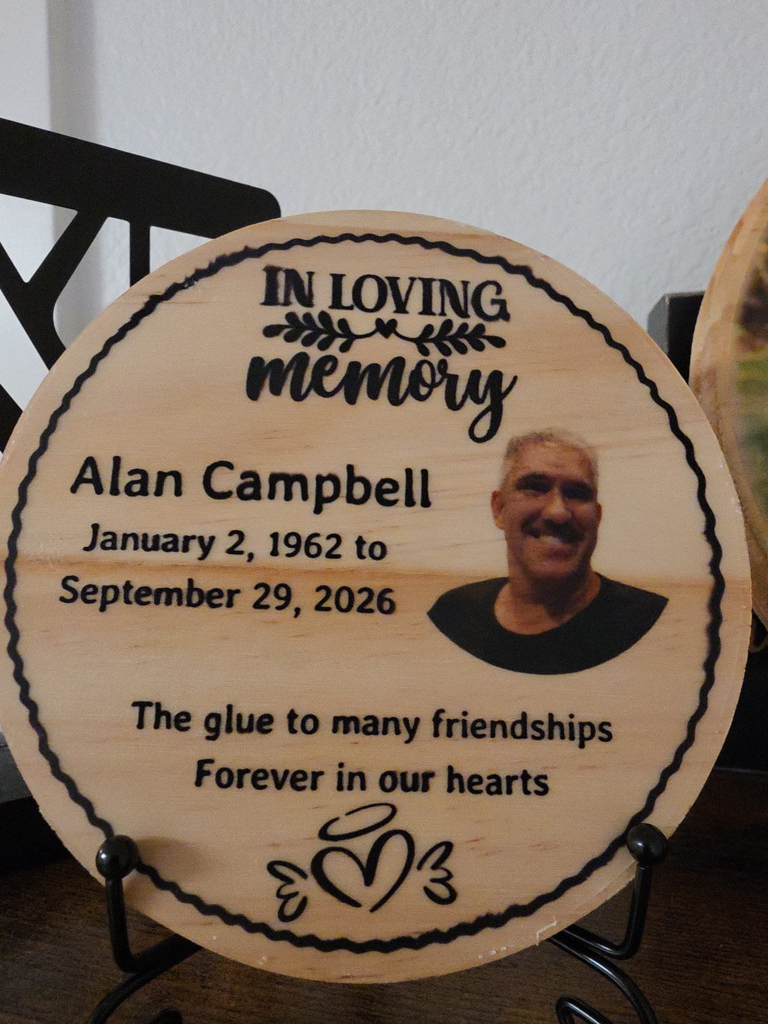 Personalized Memorial Plaque | Custom Photo Wooden Sign 5 inch Round
